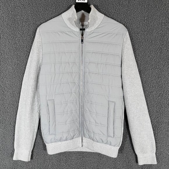 Reiss Freddie Hybrid Zip Quilted Jacket - Men's Size M - Gray - Picture 1 of 10
